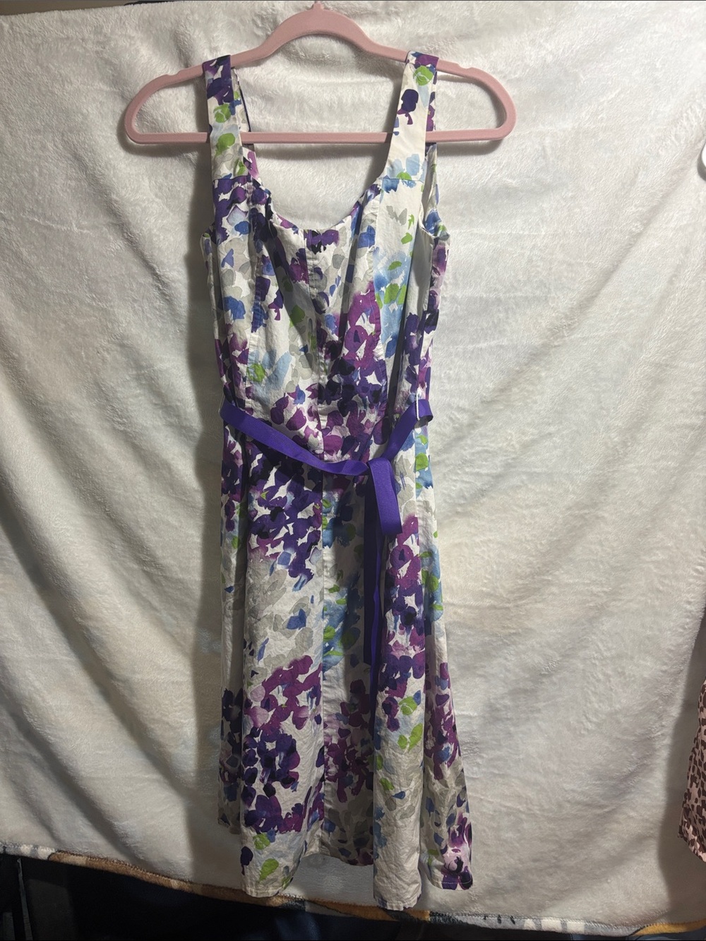 Scarlett Purple Floral Midi Dress with White Base